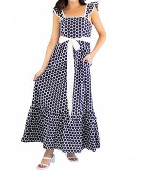 NEW SINCERELY OURS marine dot maxi dress in navy and ivory